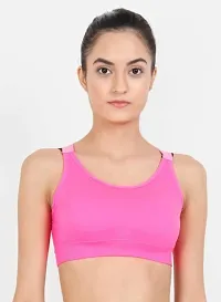 Sports Bras for Women Cross Back Padded Sports Bra Medium Support Workout Running Yoga Gym Bra (L, Rose)-thumb2