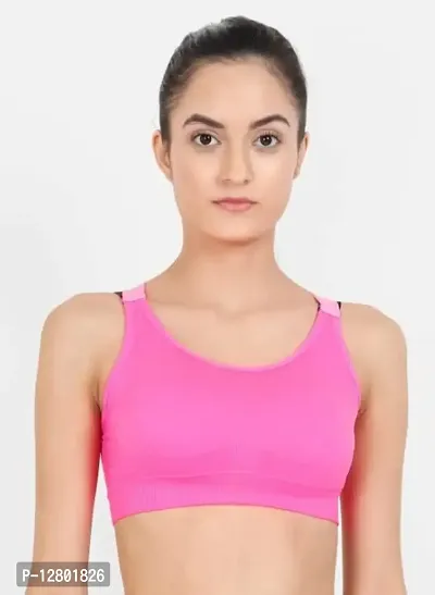 Sports Bras for Women Cross Back Padded Sports Bra Medium Support Workout Running Yoga Gym Bra (L, Rose)-thumb3