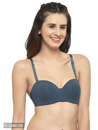 Women Every Day's Underwired Padded Bra Demi T-Shirt Pushup Bra (32, Green)-thumb2