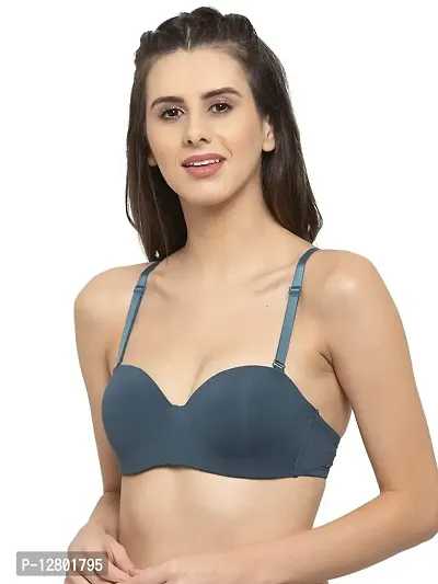 Women Every Day's Underwired Padded Bra Demi T-Shirt Pushup Bra (32, Green)-thumb0