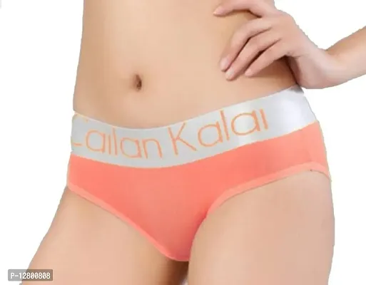 Cailan Kalai Womens Modern Cotton Mid Rise Bikini with Broad Band Panty Peach L