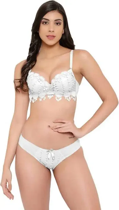 Womens Elegant Floral Print Padded Underwired Bra and Panty Set