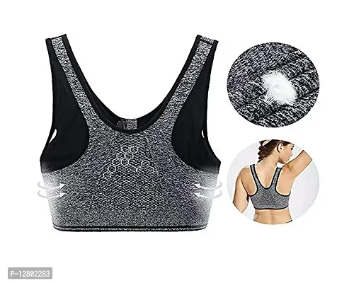 Womens Sports Bra Seamless Racerback Removable Padded Support Yoga Gym Stretch Activewear Workout Fitness Cross Back-thumb4