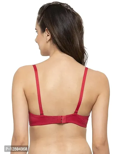 Women Every Day's Underwired Padded Bra Demi T-Shirt Pushup Bra (30, Red)-thumb4