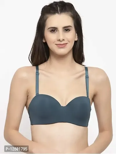 Women Every Day's Underwired Padded Bra Demi T-Shirt Pushup Bra (32, Green)-thumb3