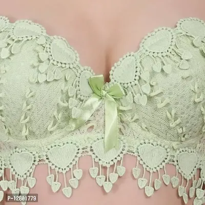 Womens Gorgeous Honeymoon Double Push up Bra Panty Bridal Green 32B-thumb4