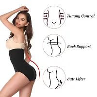 Women Tummy Control Shapewear Thong Seamless Panties Hi-Waist Body Shaper Underwear (L, Black)-thumb4