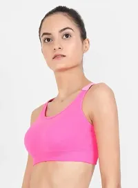 Sports Bras for Women Cross Back Padded Sports Bra Medium Support Workout Running Yoga Gym Bra (L, Rose)-thumb1