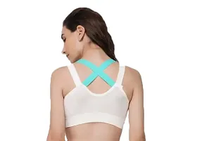 Sports Bras for Women Cross Back Padded Sports Bra Medium Support Workout Running Yoga Gym Bra (M, White)-thumb3