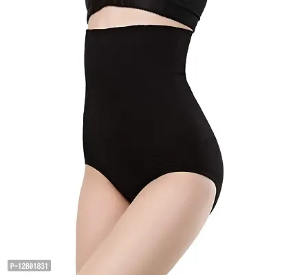 Women Tummy Control Shapewear Thong Seamless Panties Hi-Waist Body Shaper Underwear (L, Black)