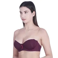 Women's Balconette with Removable Straps Pre-Shaped Cups Demi Transparent Strapless Backless Invisible Clear Back Underwire Push Up Padded Bra-thumb2