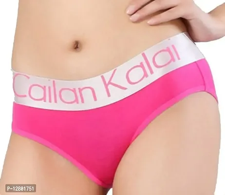 Cailan Kalai Womens Modern Cotton Mid Rise Bikini with Broad Band Panty Pink L