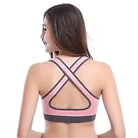 Womens Sports Bra Seamless Racerback Removable Padded Support Yoga Gym Stretch Activewear Workout Fitness Cross Back-thumb1