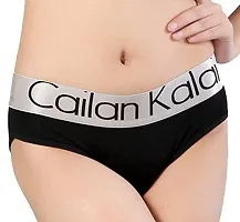 Cailan Kalai Womens Modern Cotton Mid Rise Bikini with Broad Band Panty Black L-thumb1
