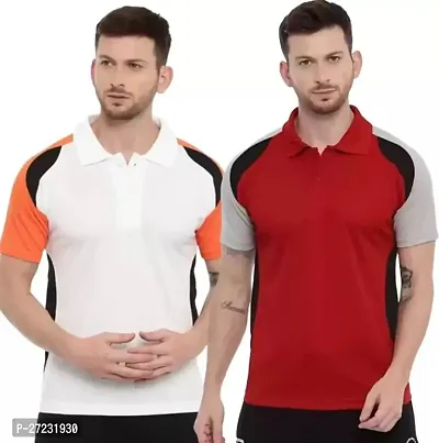 Reliable Cotton Blend Solid Tees For Men Pack Of 2-thumb2