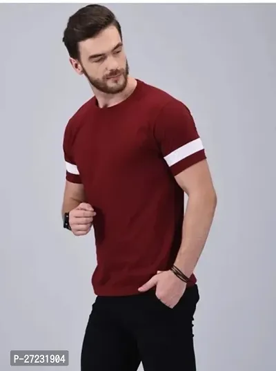 Reliable Cotton Blend Solid Tees For Men-thumb0