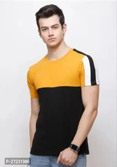 Reliable Cotton Blend Solid Tees For Men-thumb0