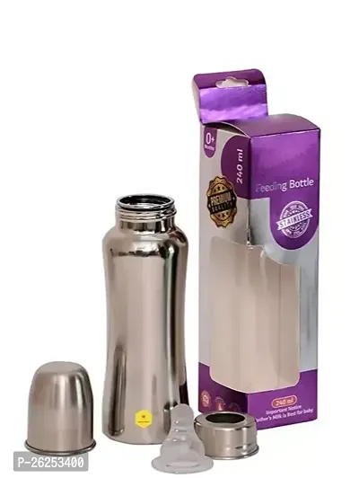 Stainless Steel Water Bottle BPA Free Baby Feeder for New Born Baby Squeeze Bottle 240 mL