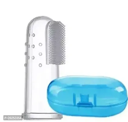 Baby Silicone Finger ToothBrush with case for Easy Cleaning Massaging and Soothing Gums Oral Hygiene-thumb0