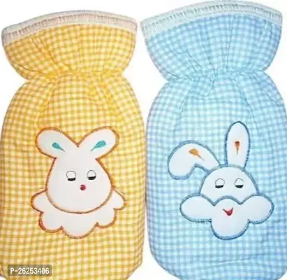 MOM S SIP Stretchable Attractive Overall Printed Baby Feeding Bottle Cover with Holding Strap Set of 2-thumb0