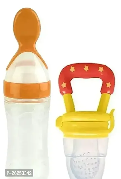90ML Newborn Baby Feeding Bottle Toddler Safe Silicone Squeeze Feeding Spoon Green Set of 2