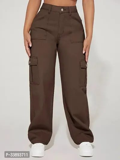 Fabulous Brown Denim Solid Jeans For Women-thumb3