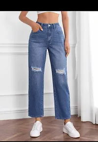 Fabulous Blue Denim Distress Jeans For Women-thumb2