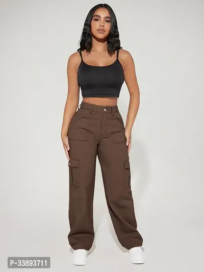 Fabulous Brown Denim Solid Jeans For Women-thumb0