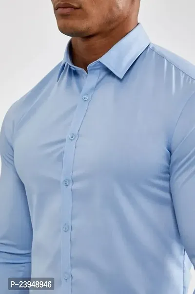 Trending Formal Cotton Blend Solid Long Sleeve For Men-thumb2