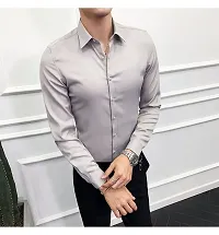 Trending Formal Cotton Blend Solid Long Sleeve For Men-thumb1