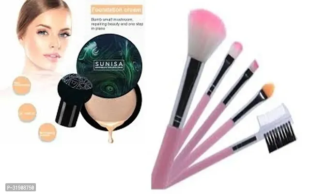 sunisa foundation 3 in1 bb cc cream foundation +5  in 1 makeup brushes