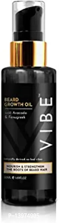 VIBE Natural Beard Growth Oil for Men  Boys with Natural Fenugreek, Avocado, Mandarin oil for Beard Care Only, Beard Oil for Patchy Beard Issues (30ml)-thumb0