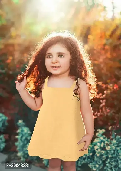 Fabulous Yellow Cotton Solid Frock For Girls