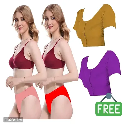 Stylish Women Lingerie Set Pack Of 2 With Free Blouse Pack Of 2-thumb0