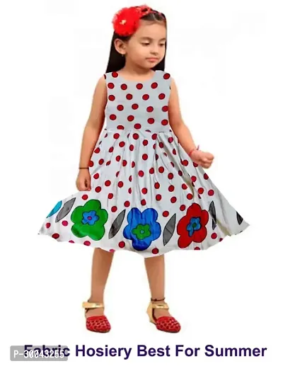 Fabulous White Cotton Blend Printed Frock For Girls-thumb0