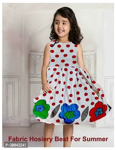 Fabulous White Cotton Blend Printed Frock For Girls