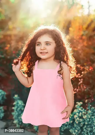 Fabulous Pink Cotton Solid Frock For Girls