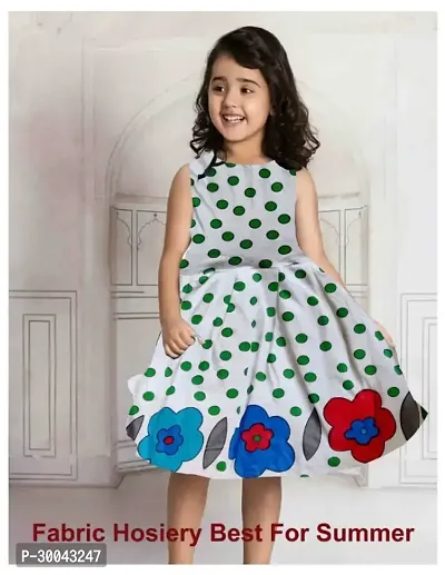 Fabulous White Cotton Blend Printed Frock For Girls