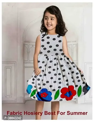 Fabulous White Cotton Blend Printed Frock For Girls