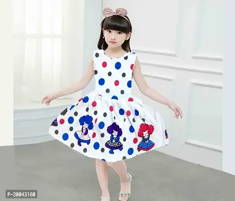 Fabulous White Cotton Printed Frock For Girls