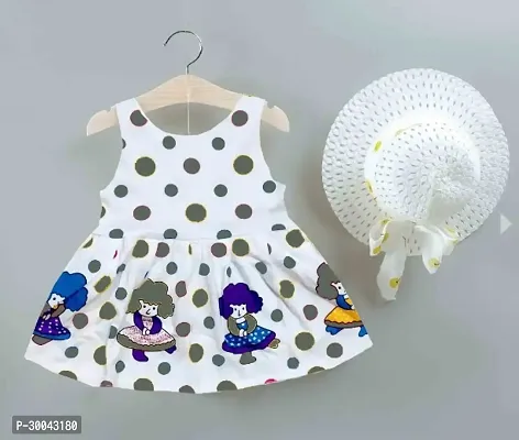 Fabulous White Cotton Printed Frock For Girls