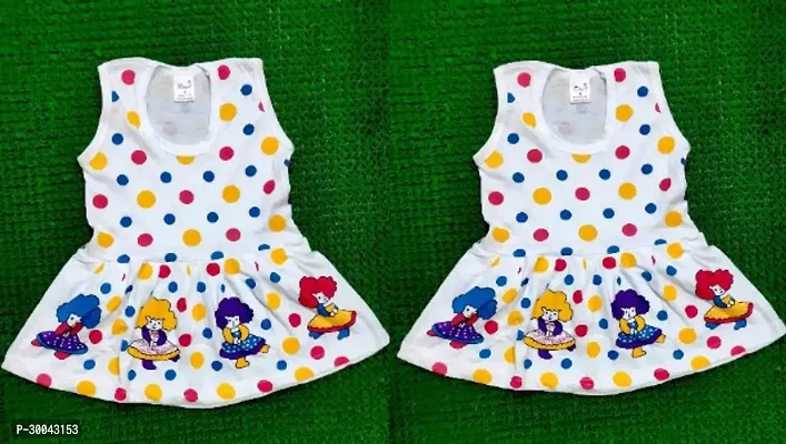 Fabulous White Cotton Printed Frocks For Girls Pack Of 2