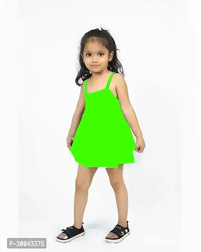 Fabulous Green Cotton Solid Frock For Girls