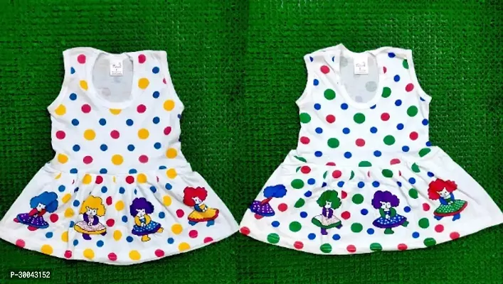 Fabulous White Cotton Printed Frocks For Girls Pack Of 2-thumb0