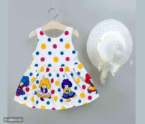 Fabulous White Cotton Printed Frock For Girls-thumb0