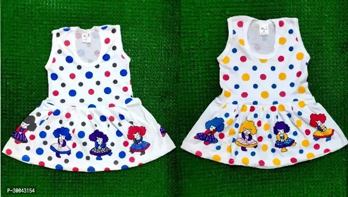 Fabulous White Cotton Printed Frocks For Girls Pack Of 2-thumb0