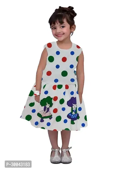 Fabulous White Cotton Printed Frock For Girls