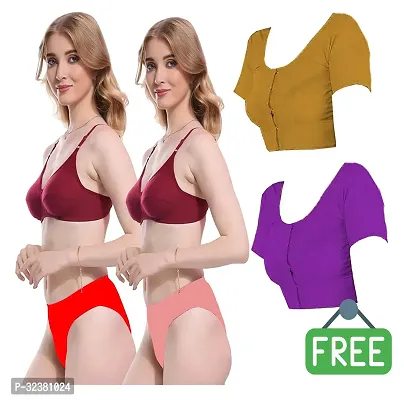 Stylish Women Lingerie Set Pack Of 2 With Free Blouse Pack Of 2-thumb0