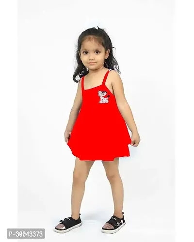 Fabulous Red Cotton Solid Frock For Girls