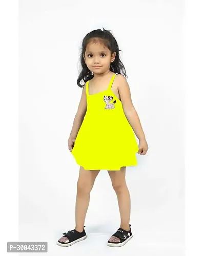 Fabulous Yellow Cotton Solid Frock For Girls